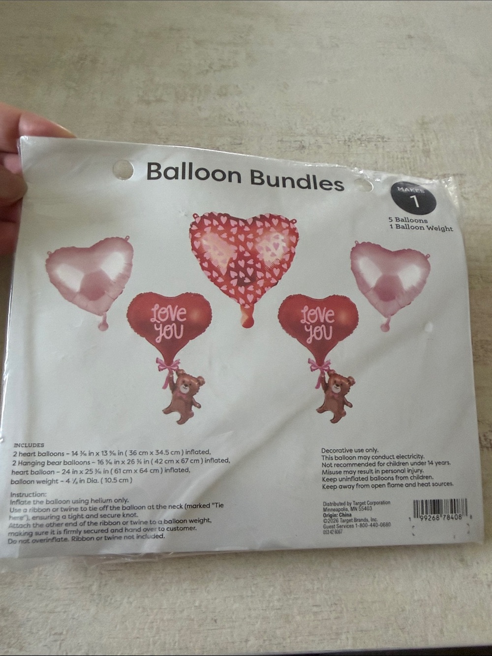 Love You Heart Balloon Set - Pink